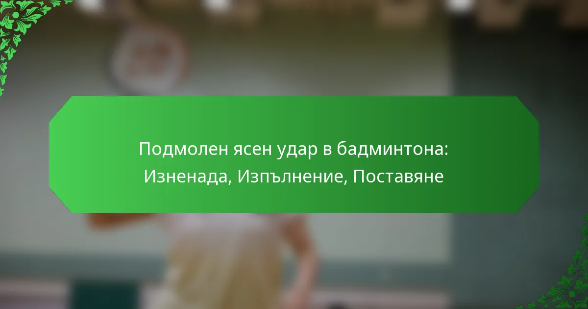 Подмолен ясен удар в бадминтона: Изненада, Изпълнение, Поставяне