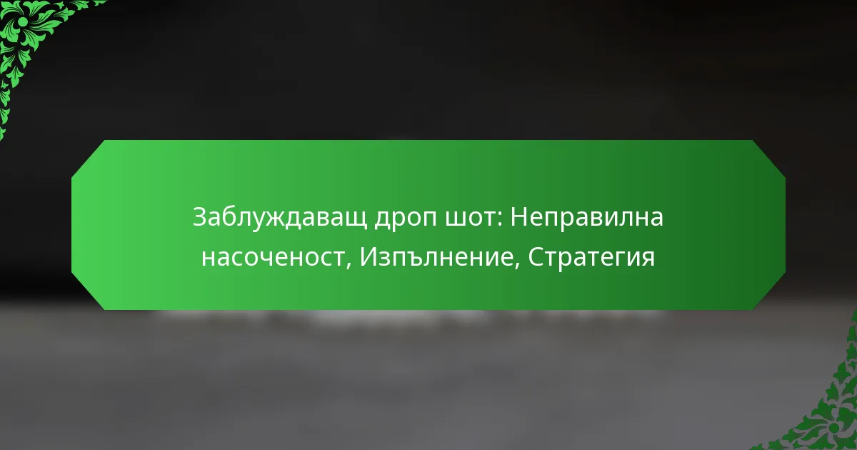 Заблуждаващ дроп шот: Неправилна насоченост, Изпълнение, Стратегия