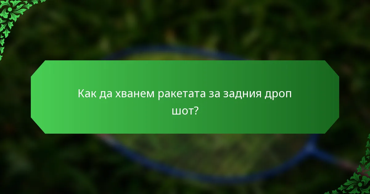 Как да хванем ракетата за задния дроп шот?