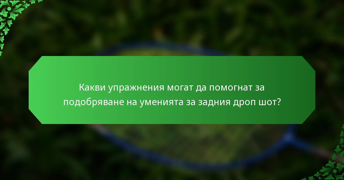 Какви упражнения могат да помогнат за подобряване на уменията за задния дроп шот?
