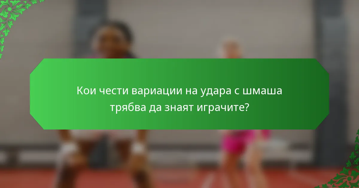 Кои чести вариации на удара с шмаша трябва да знаят играчите?